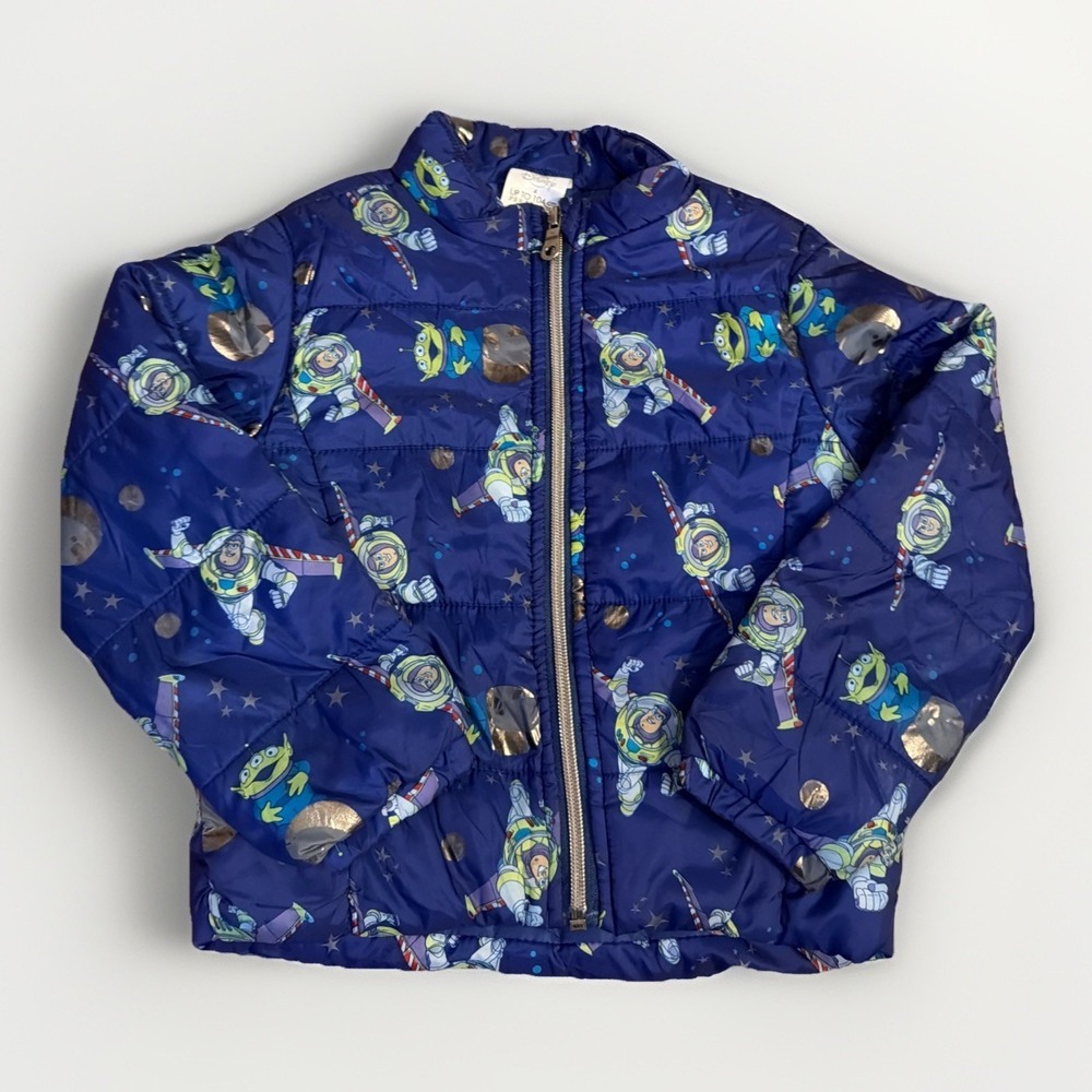 Disney Toy Story Buzz Lightyear Puffer Jacket Size 4 Space Aliens Kids